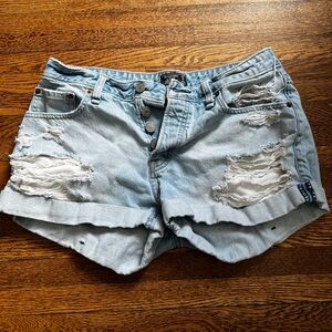 Abercrombie & Fitch Ames Low Rise Boyfriend Distressed Denim Short Size 4
